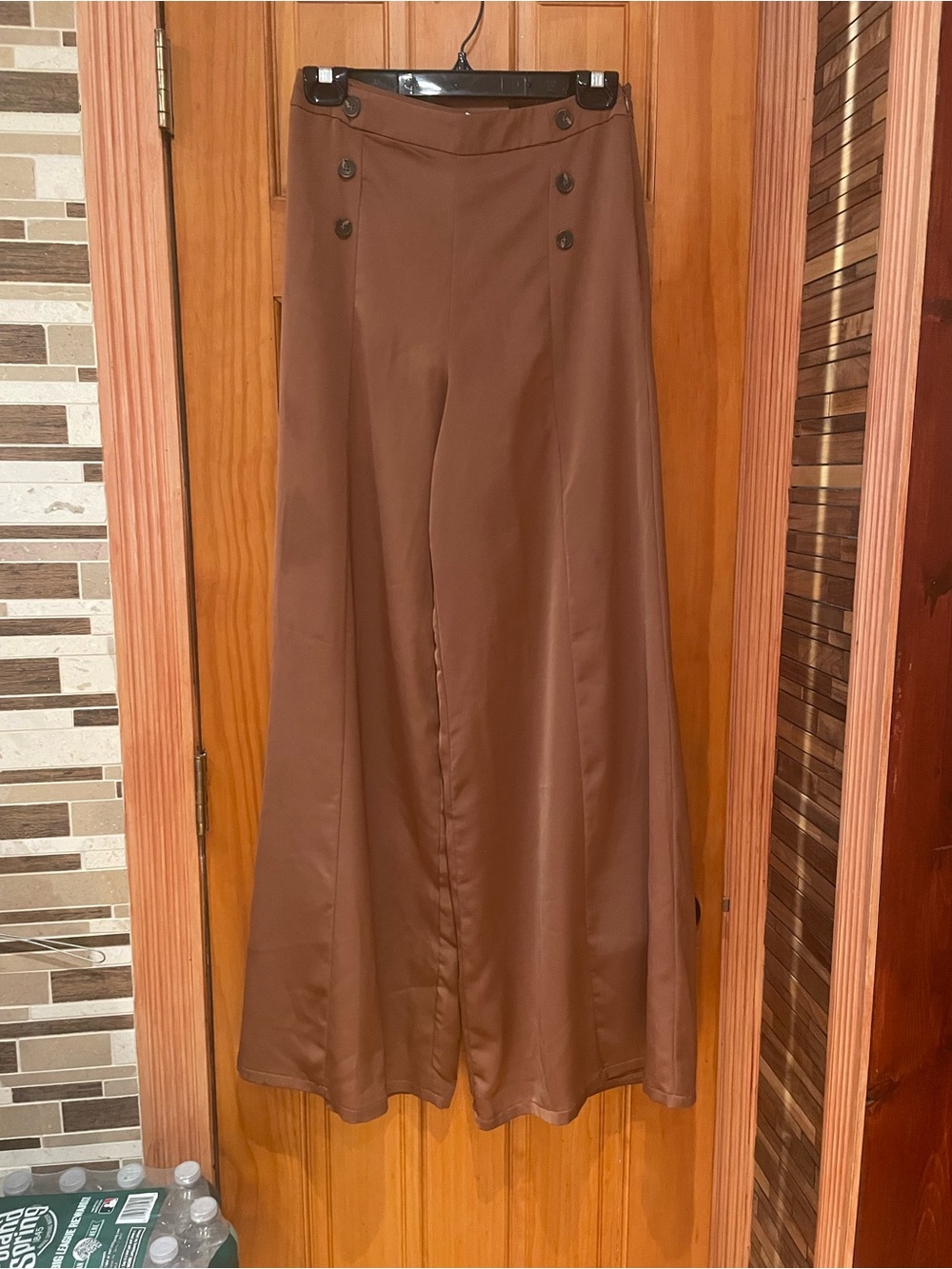 june & hudson Rust Brown Wide-Leg High-Rise Trousers